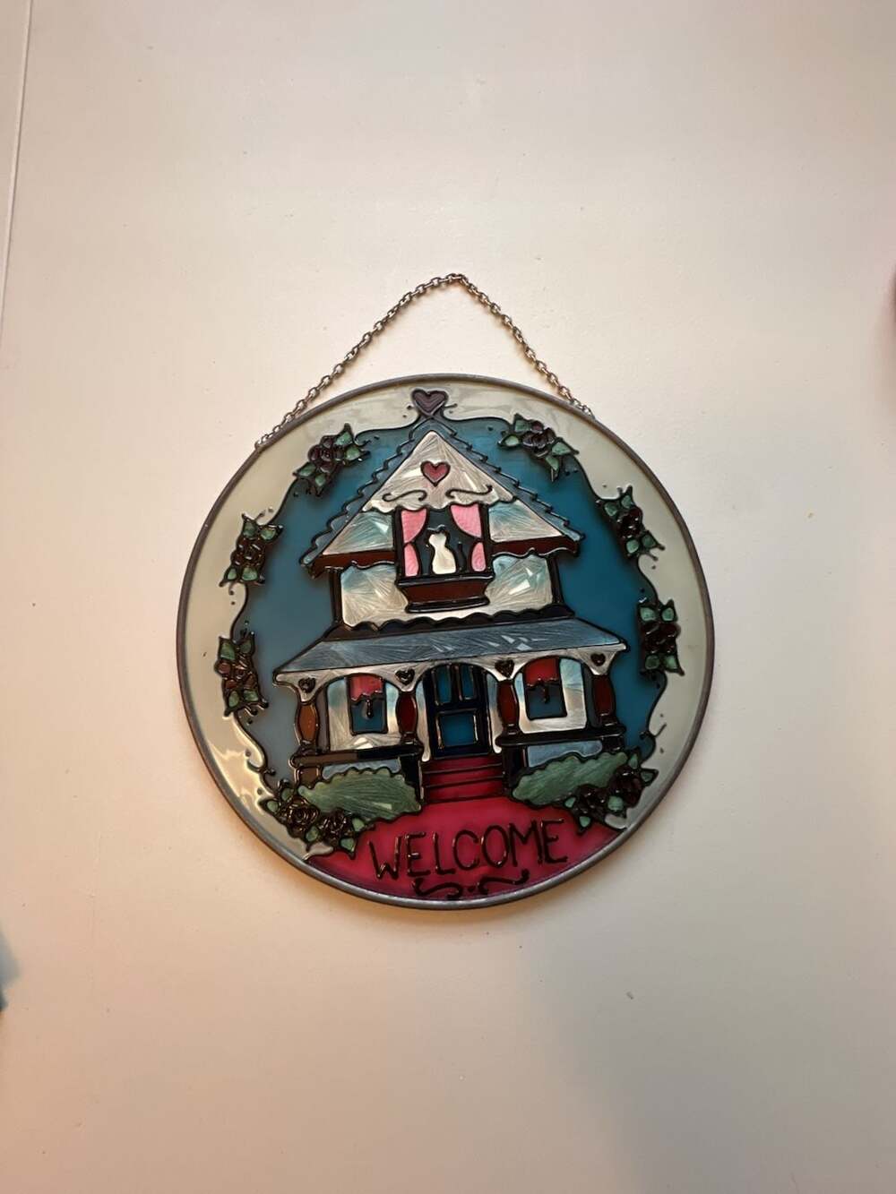 Joan Baker Designs Stained Glass Welcome Suncatcher Window Hanger